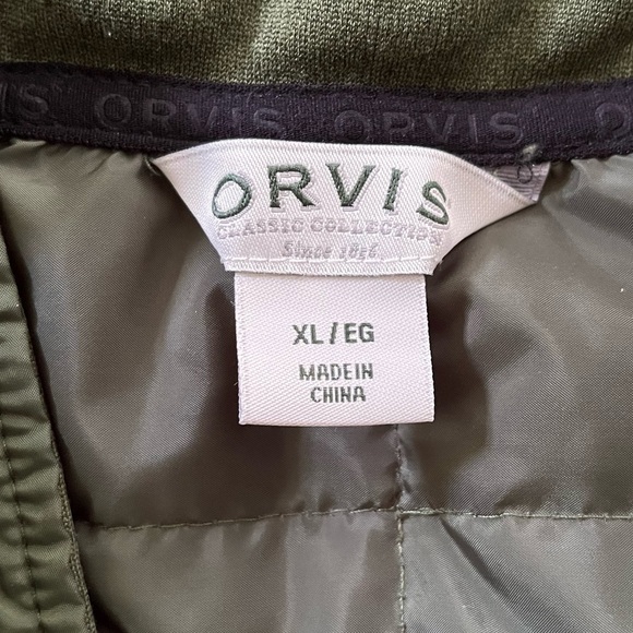 Orvis Quilted Snowbird Full Zip Jacket Lightweight Olive Green Mixed Media Sz XL - Picture 8 of 13